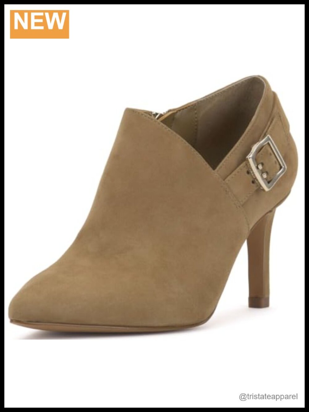 Suede Pointed Toe Bootie with Stiletto Heel Ankle Boots Zip Closure